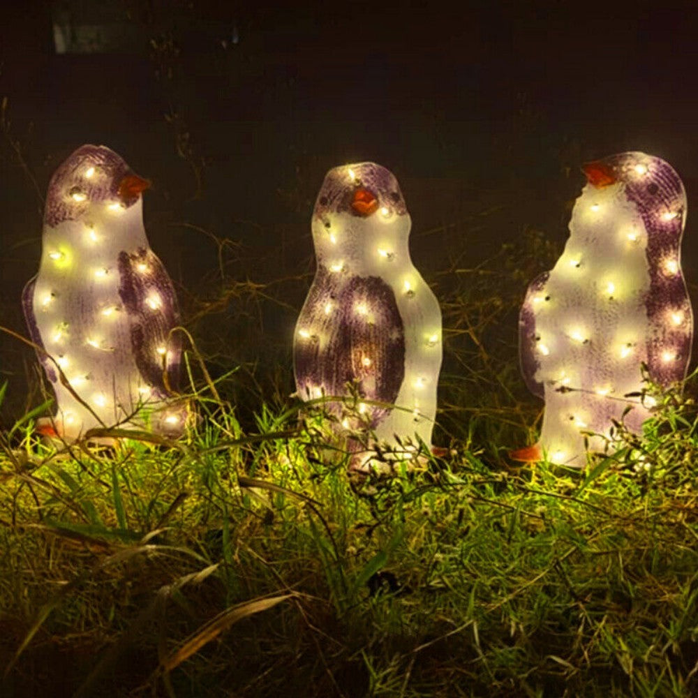 Light Up Penguin Christmas Decoration Set