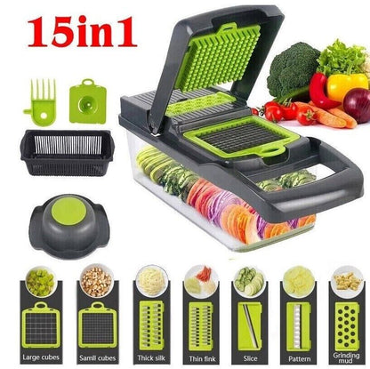 15-in-1 Vegetable Slicer Chopper with Stainless Steel Blades