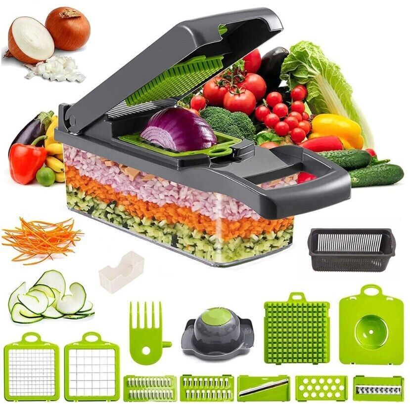 15-in-1 Vegetable Slicer Chopper with Stainless Steel Blades