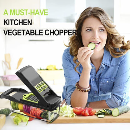 15-in-1 Vegetable Slicer Chopper with Stainless Steel Blades