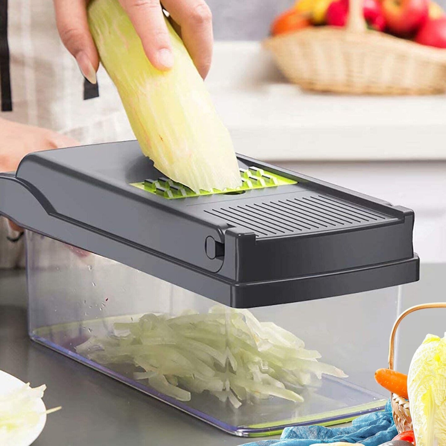 15-in-1 Vegetable Slicer Chopper with Stainless Steel Blades