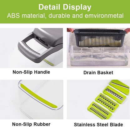 15-in-1 Vegetable Slicer Chopper with Stainless Steel Blades