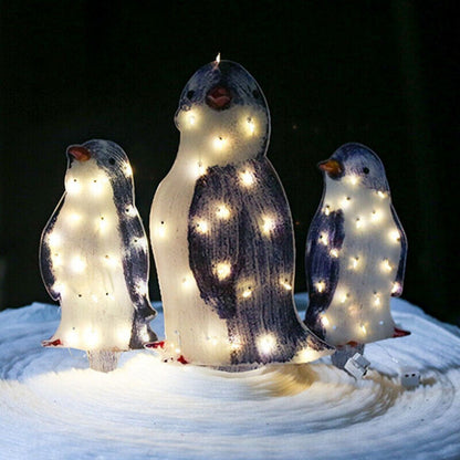 Light Up Penguin Christmas Decoration Set