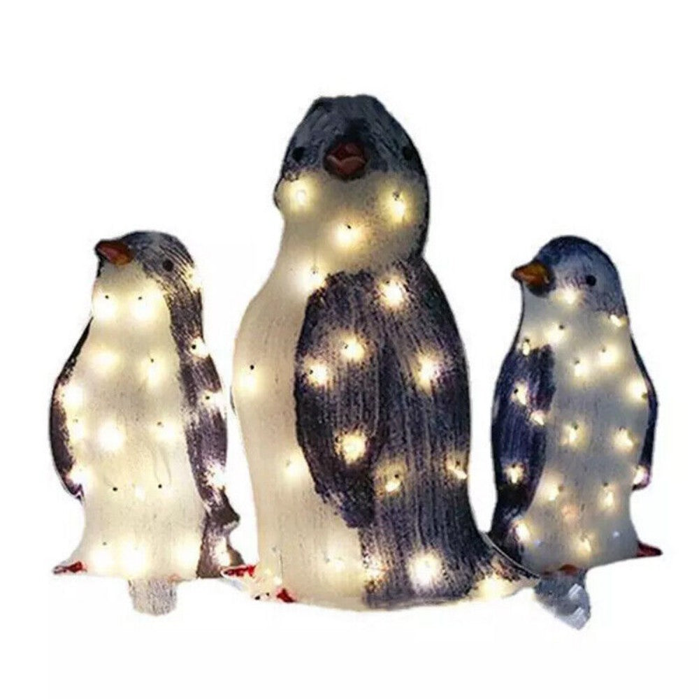 Light Up Penguin Christmas Decoration Set