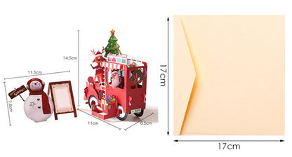 3D Pop-Up Christmas Red Van Card