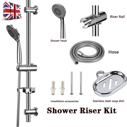 Stainless Steel Slider Rail Shower Riser Kit