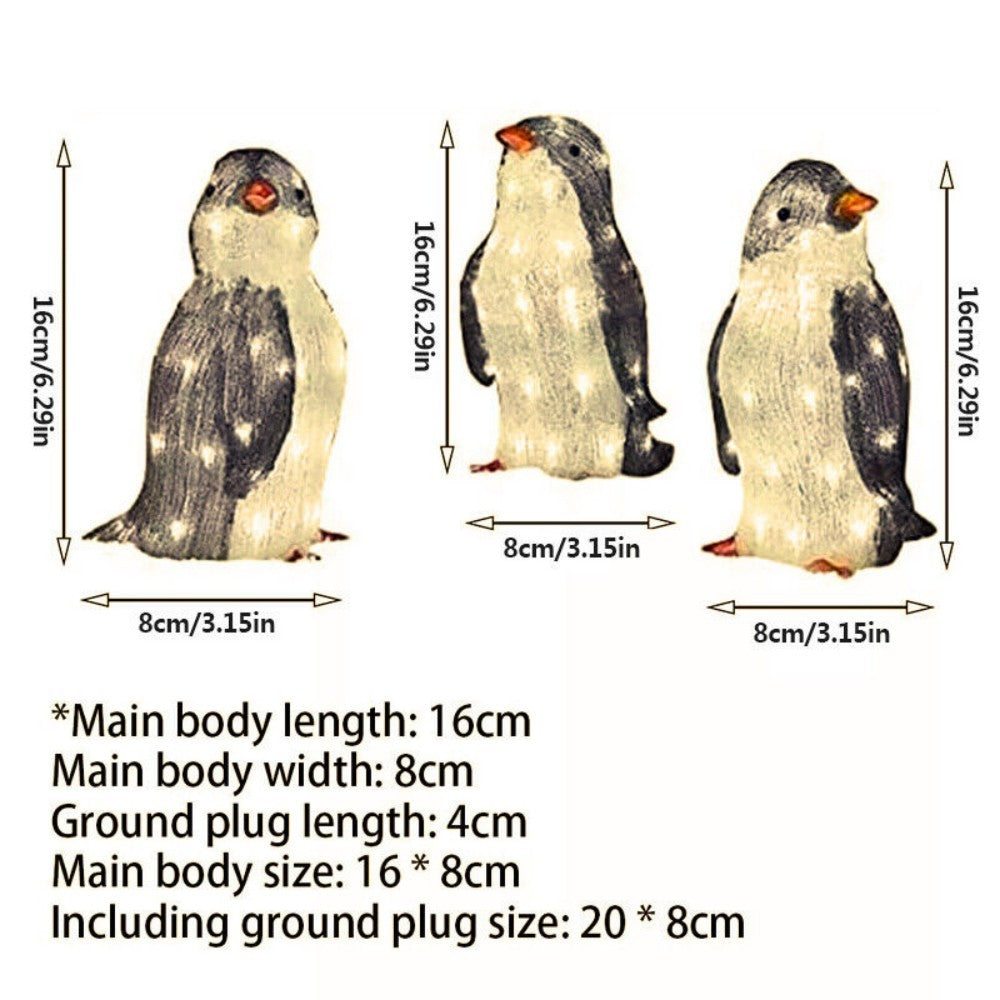 Light Up Penguin Christmas Decoration Set