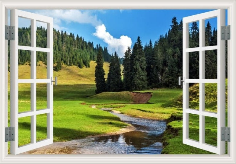 Peel-and-Stick 3D Window Wall Mural