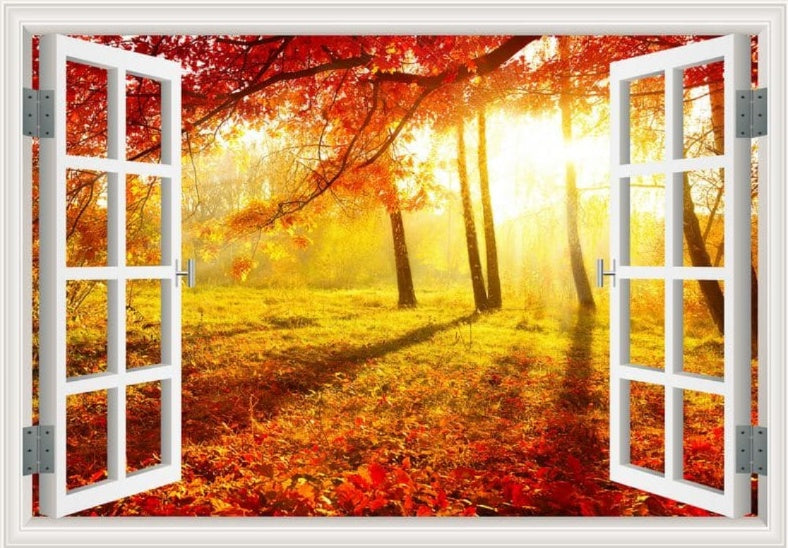 Peel-and-Stick 3D Window Wall Mural