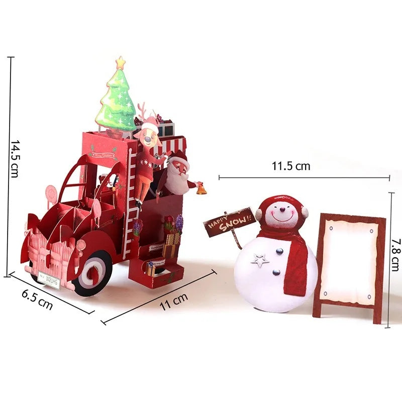 3D Pop-Up Christmas Red Van Card