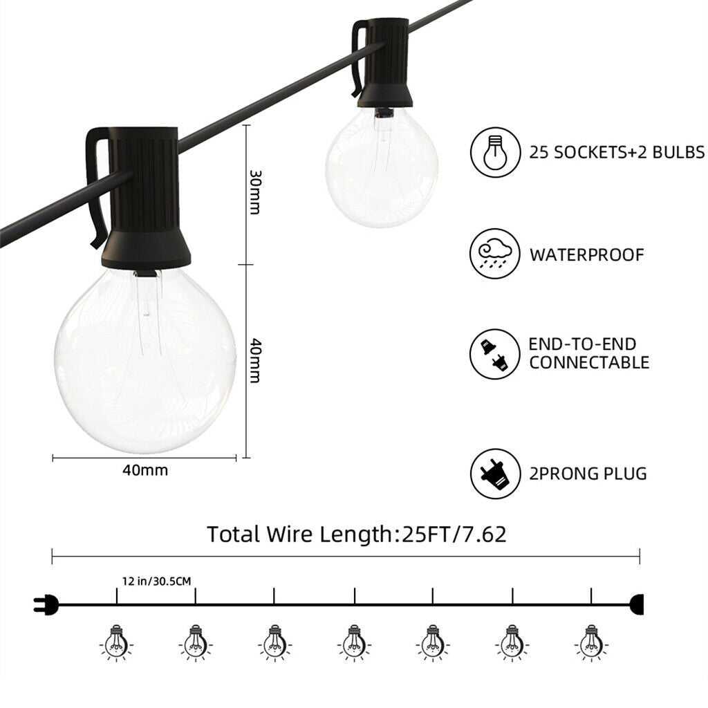 Outdoor Fairy Lights with G40 Bulbs