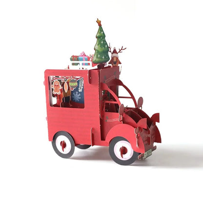 3D Pop-Up Christmas Red Van Card